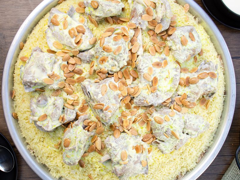 Mansaf served on a shared tray